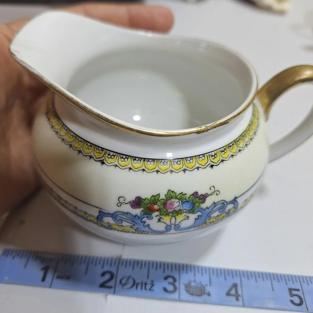 Antique Noritake Malvern Hand Painted Sugar Bowl Creamer Underplate Japan M Mark